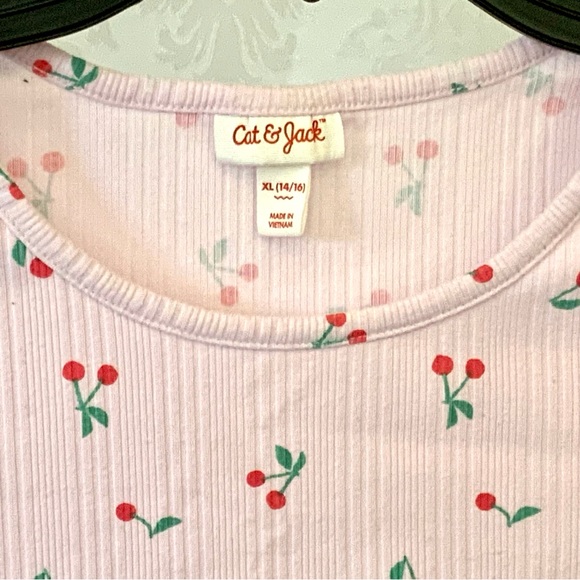 Cat and Jack Girls Pink T-Shirt with Cherry print. SZ(XL) - Picture 2 of 5